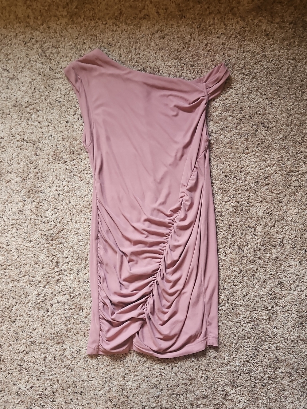 Free People One-Shoulder Ruched Midi Dress in Dusty Mauve